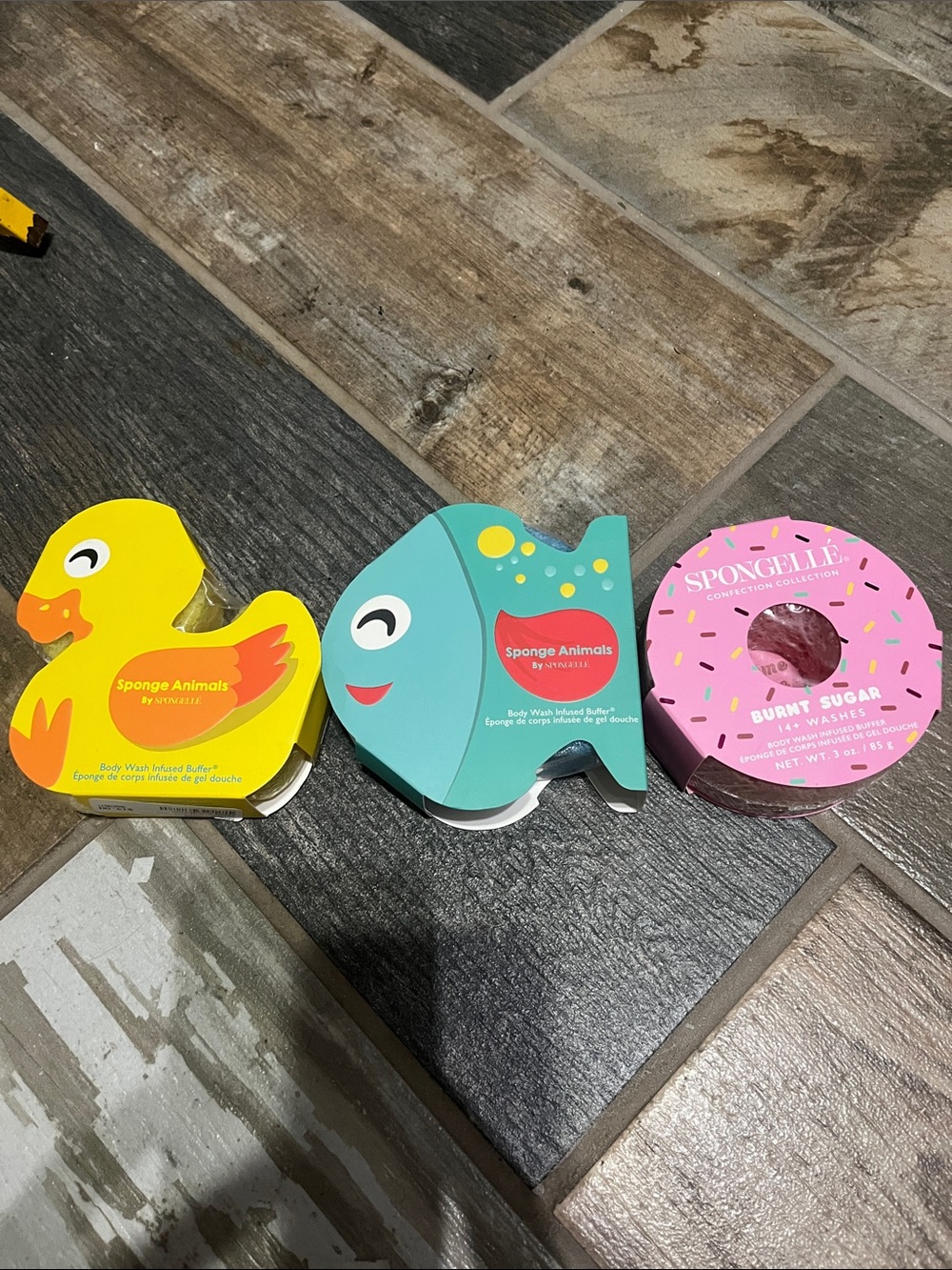 Spongelle Yellow Duck, Teal Fish & Pink Donut Body Wash Buffers